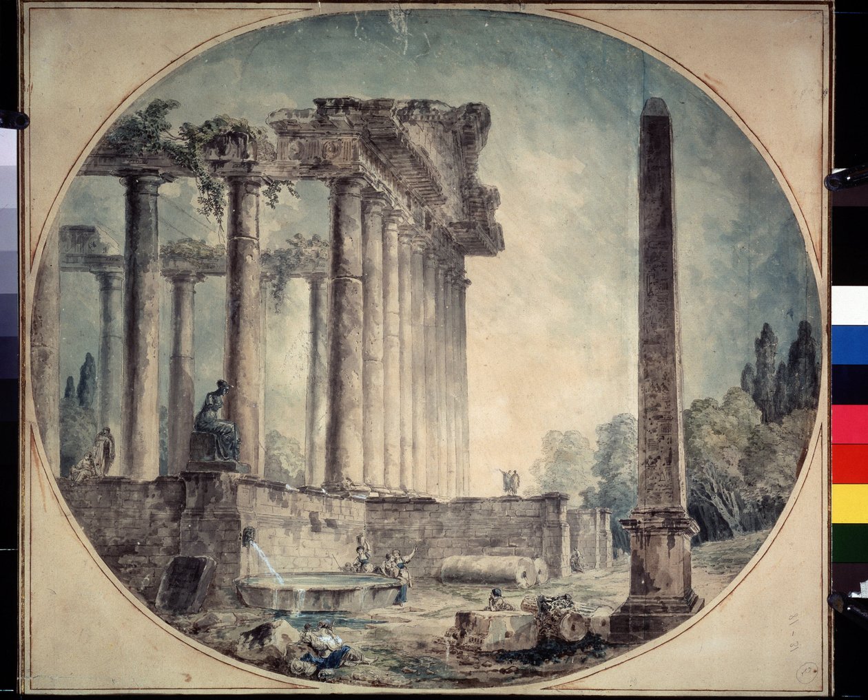 Ancient Ruins and Obelisk by Hubert Robert