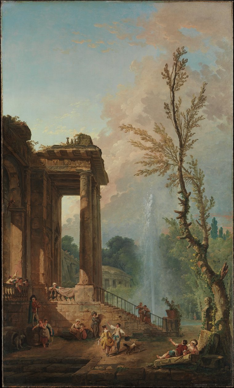 The Portico of a Country Mansion by Hubert Robert