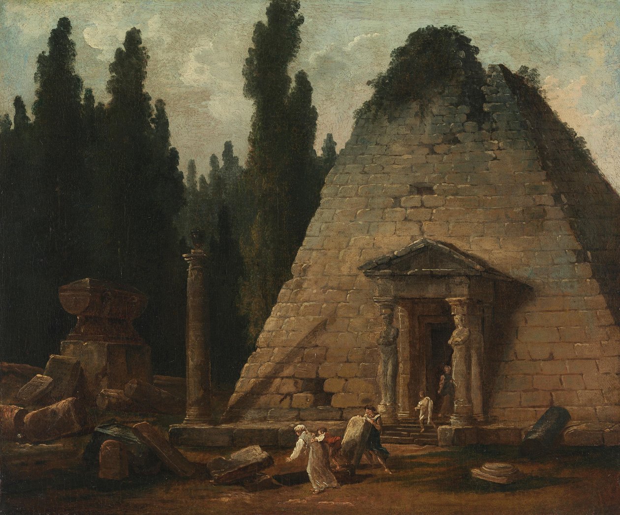 The Pyramid in the Gardens of Mauperthuis by Hubert Robert