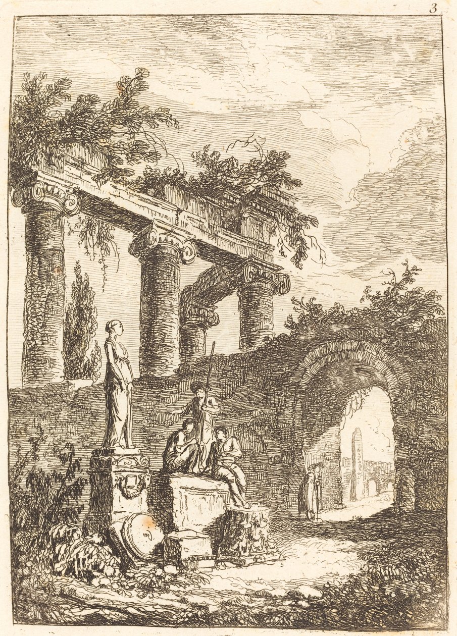 The Statue before the Ruins by Hubert Robert