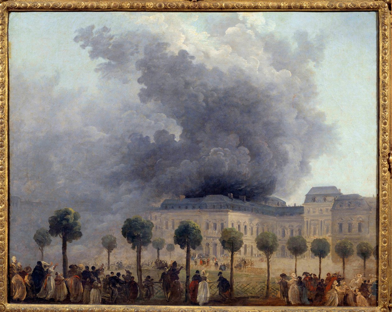 View of the Opera fire seen from the gardens of the Palais Royal on 8/06/1781 by Hubert Robert