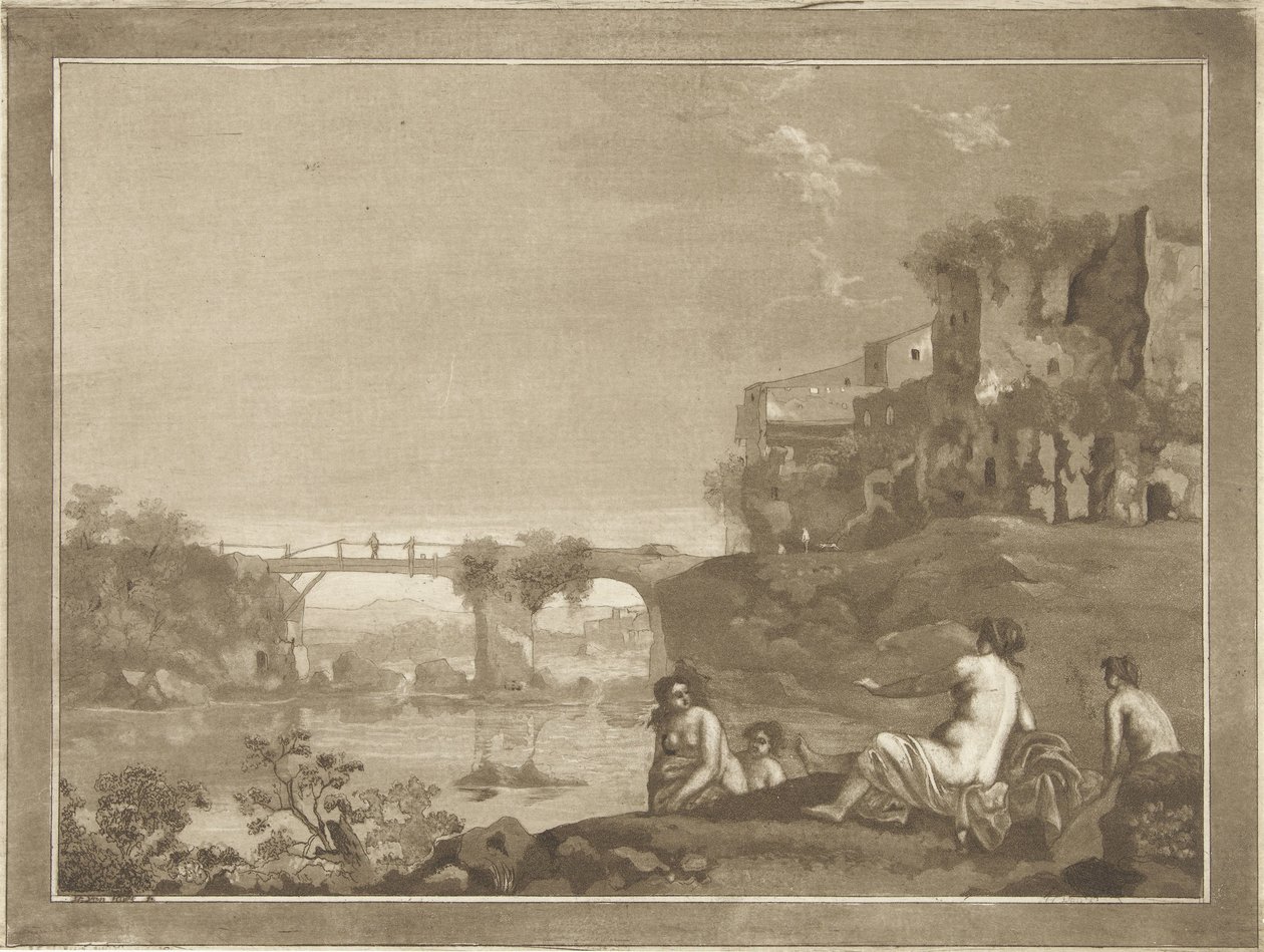 Landscape with Bathing Nymphs by Hubertus van Hove
