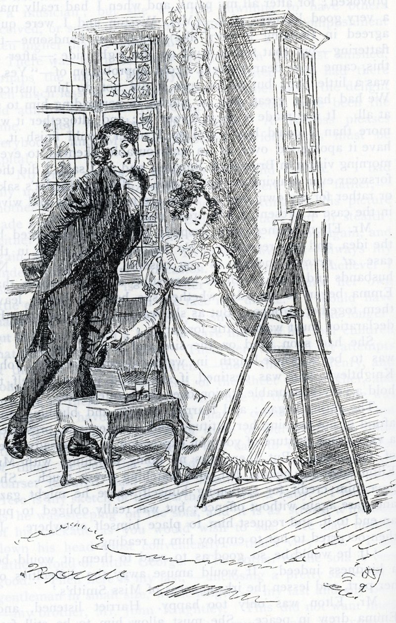 Mr. Elton Making Admire the Portrait of Hariett Painted by Emma by Hugh Thomson