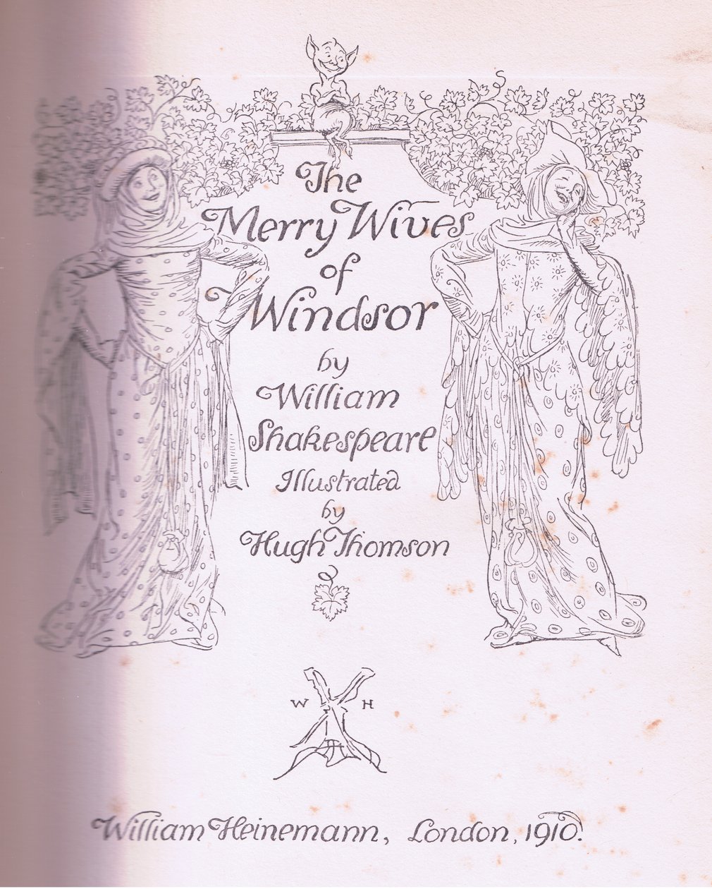 Title page design, illustration from The Merry Wives of Windsor by Hugh Thomson