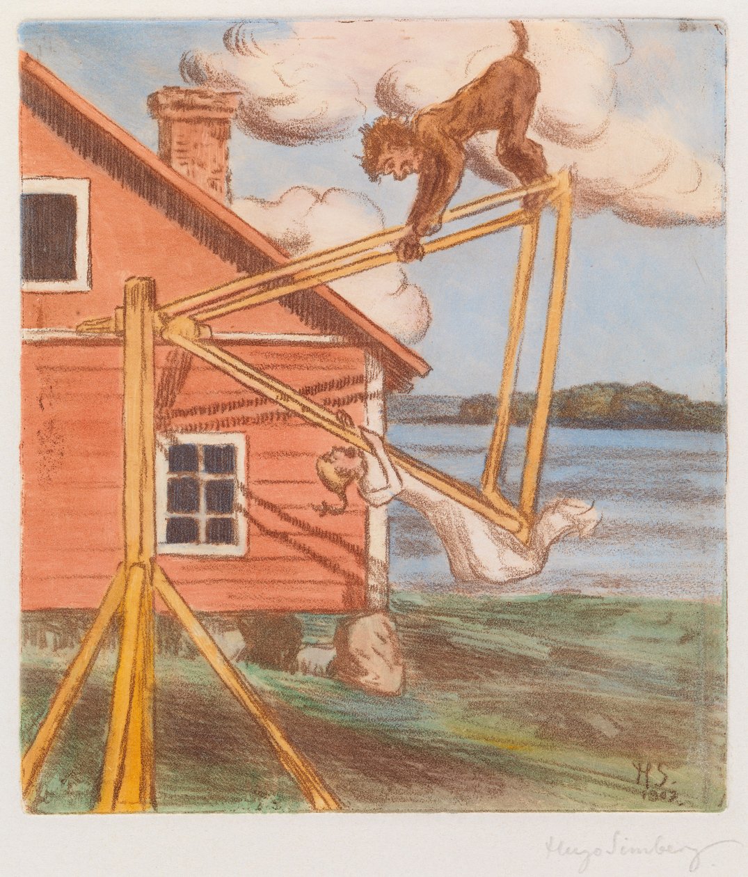 The Devil on the Swing by Hugo Simberg