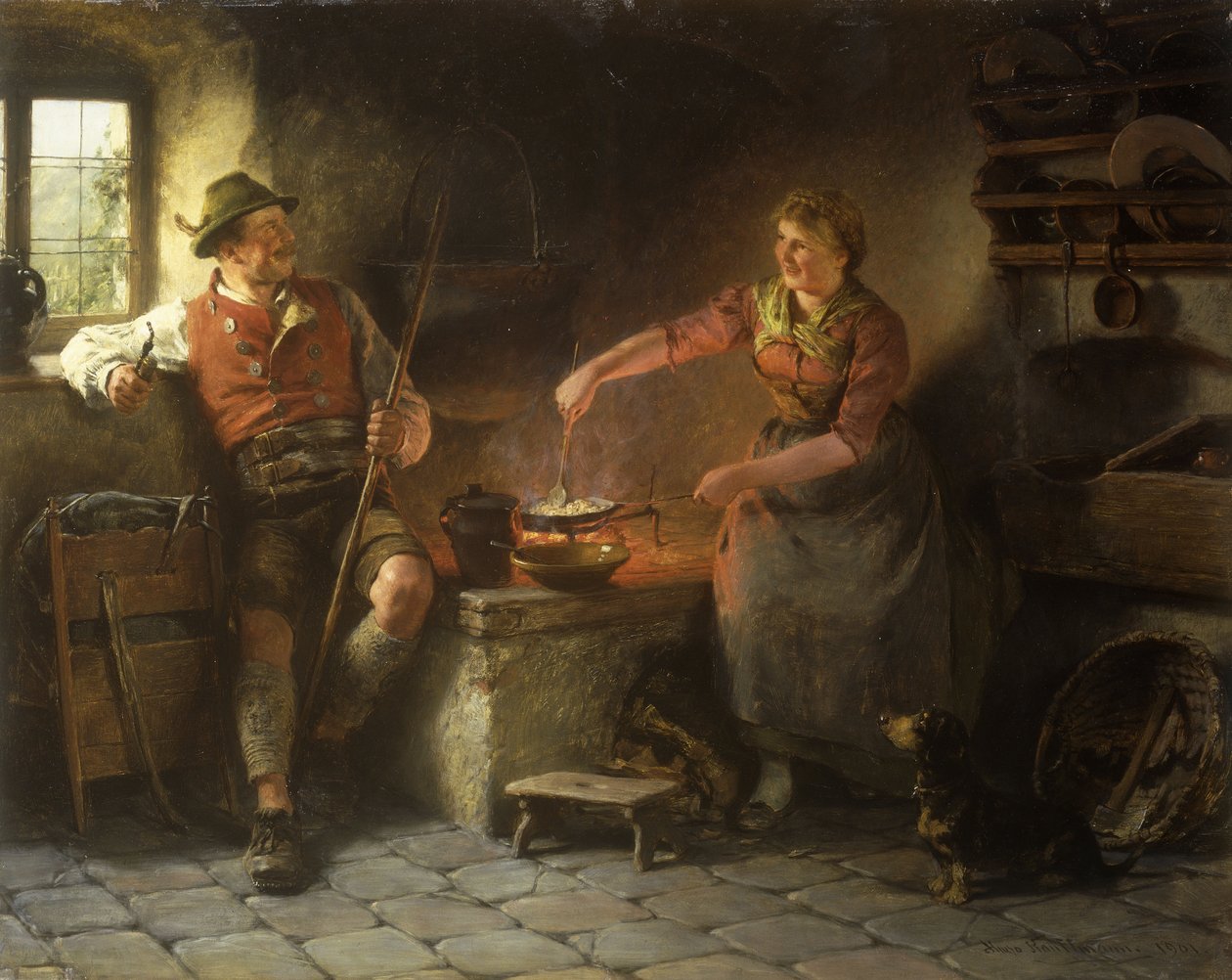 In the Kitchen, 1901 by Hugo Wilhelm Kauffman