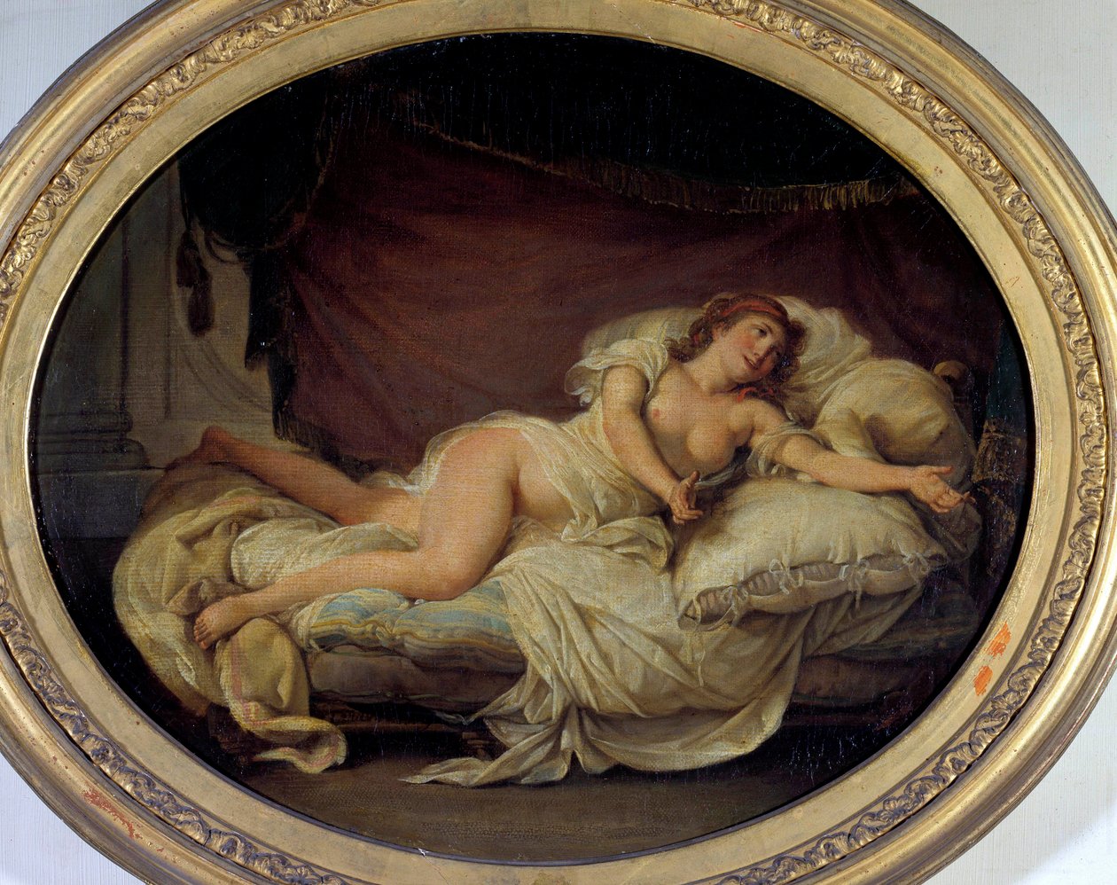 Woman Couchee Painting by Hugues Traval (1728-1785) 1779 Sun. 0.36 x 0.44 m Towers Museum of Fine Arts by Hugues Traval
