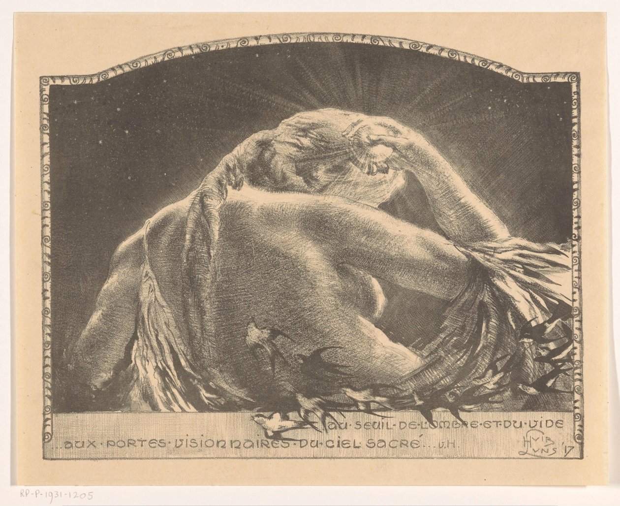 Depiction with Woman and Swallows by Huib Luns