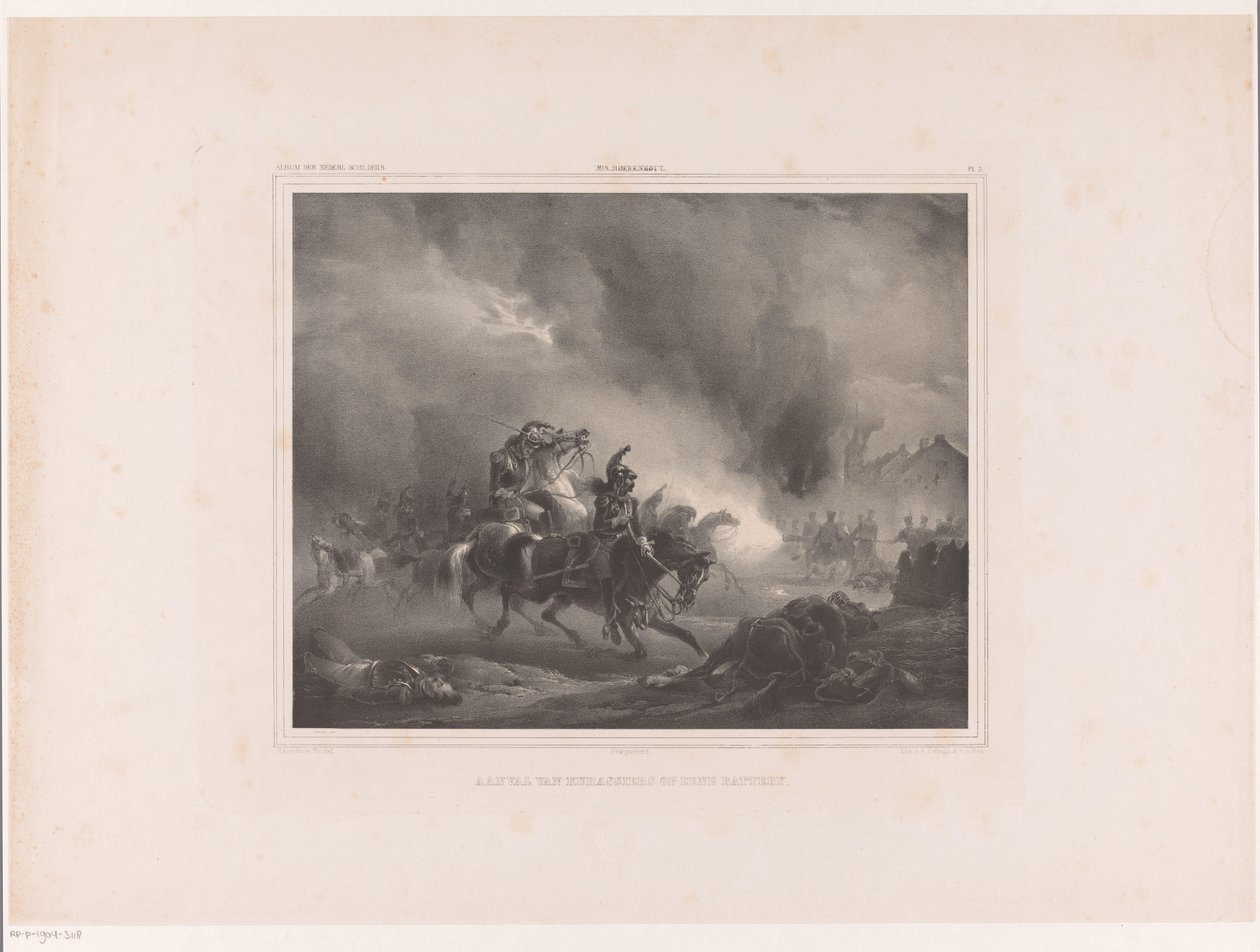 Attacking Soldiers on Horseback (Attack of Cuirassiers on a Battery) (Album of Dutch Painters series) by Huib van Hove Bz