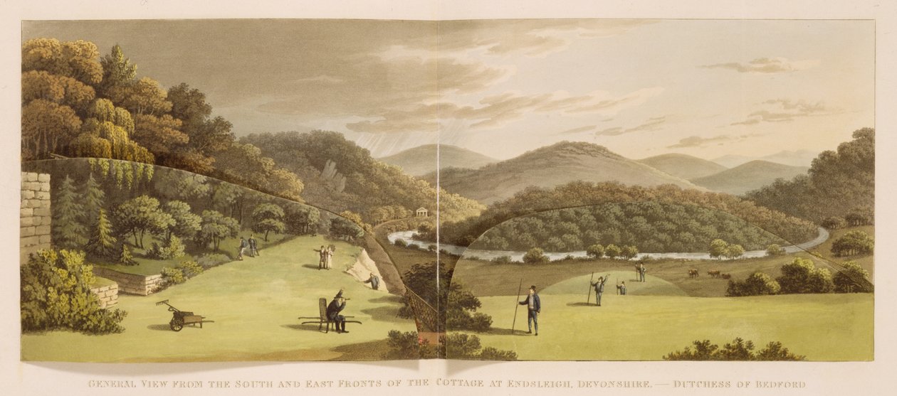 General View from the South and East Fronts of the Cottage at Endsleigh, Devon (Before) from 