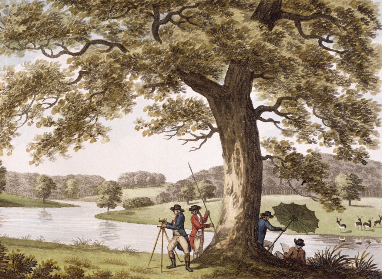 Humphrey Repton surveying with a Theodolite by Humphry Repton