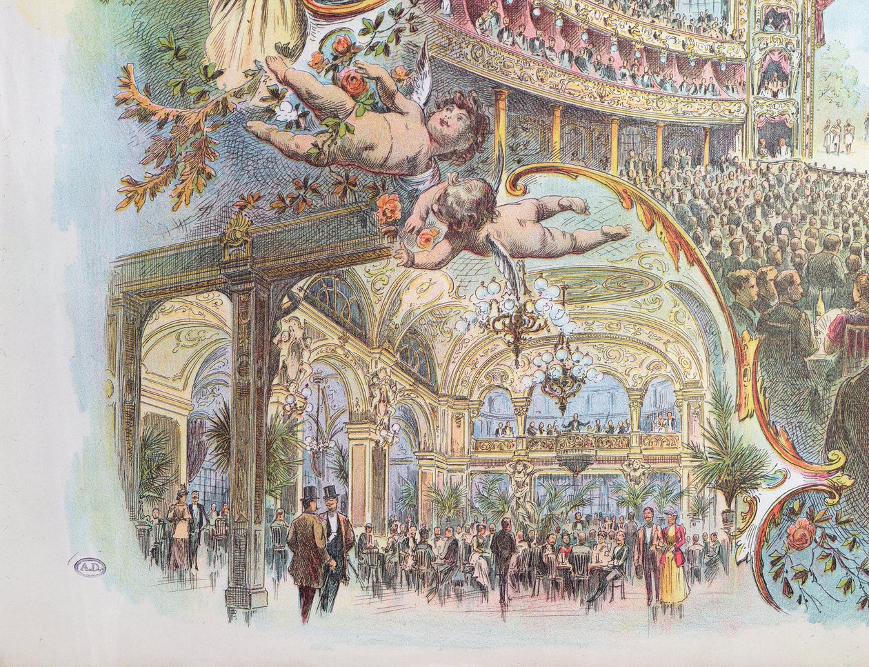 Interior views of the Somossy Orfeum in Budapest, late 19th century by Hungarian School