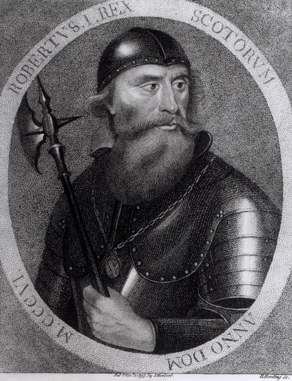 Portrait of King Robert I of Scotland engraved by E.Harding, 1 November 1797 by I Herbert