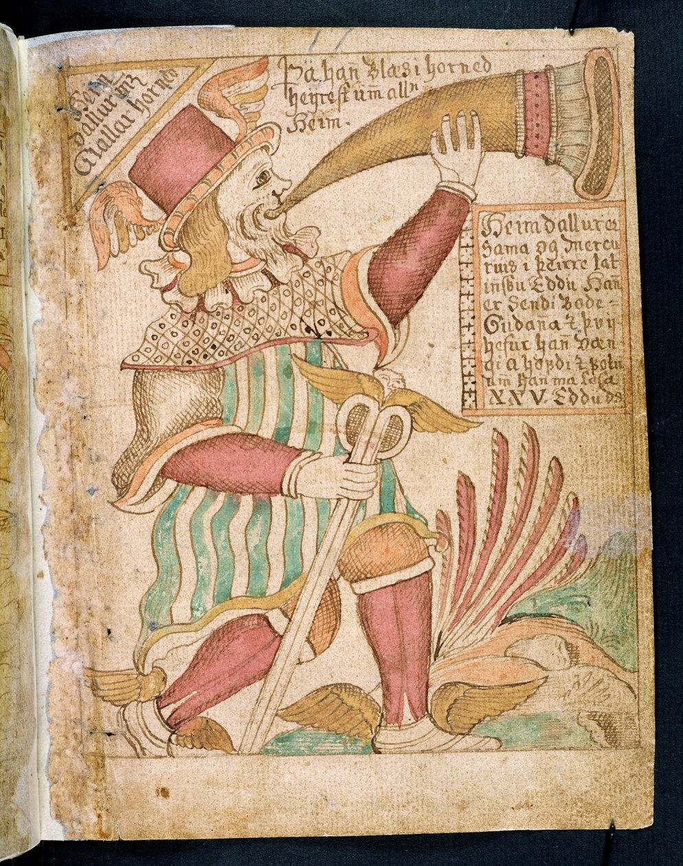 Heimdal Blowing his Horn before Ragnarok, from Melsteds Edda by Icelandic School