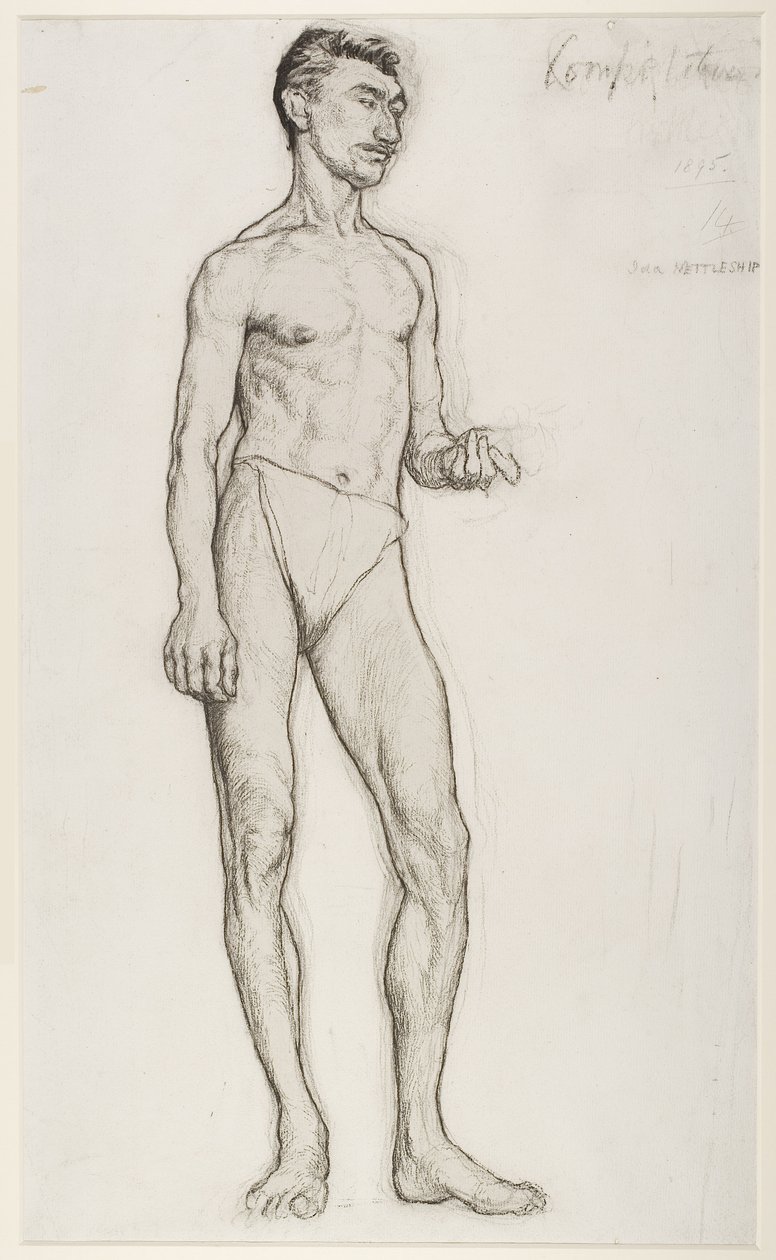 A Study of a Male Nude Figure by Ida Margaret Nettleship
