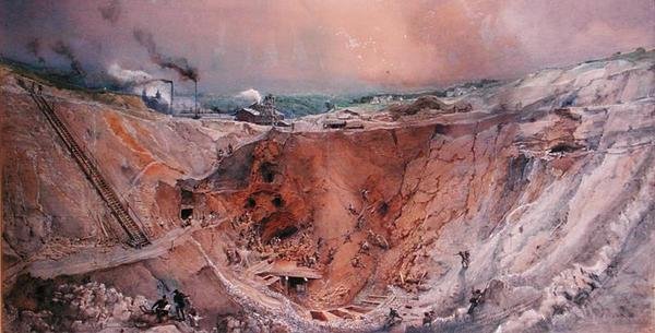 Opencast Mining at Vieille Montagne, Saone et Loire, c.1854 by Ignace Francois Bonhomme