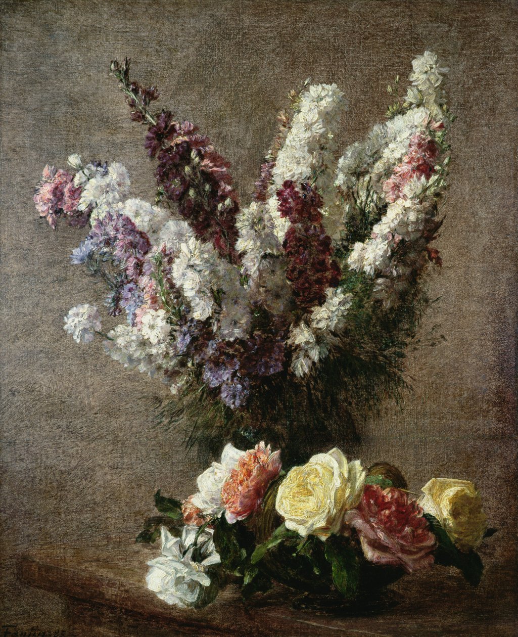 Roses and Larkspur, 1885 by Ignace Henri Jean Fantin Latour