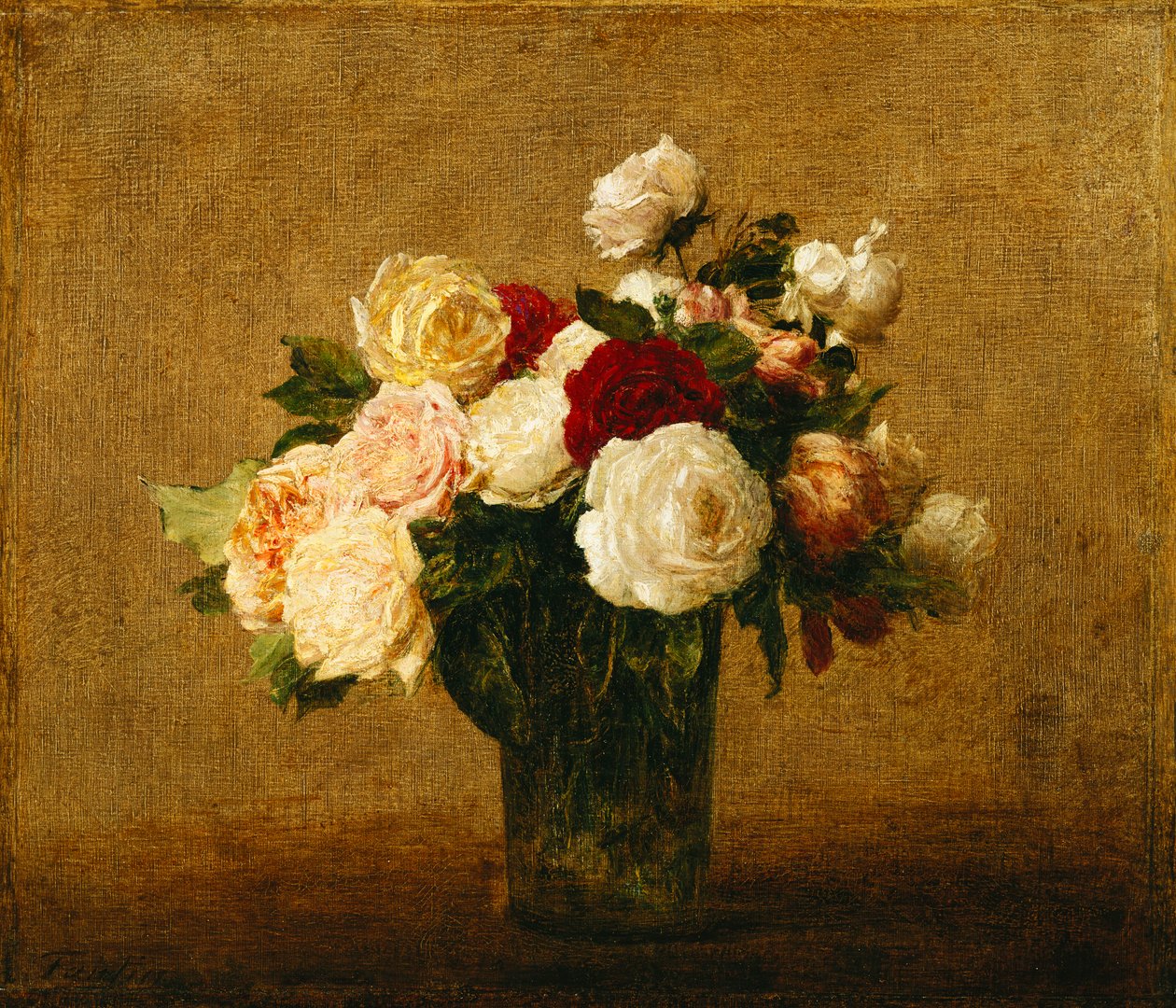 Roses in a Glass Vase by Ignace Henri Jean Fantin Latour