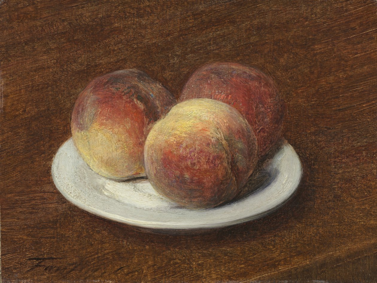 Three Peaches on a Plate by Ignace Henri Jean Fantin Latour