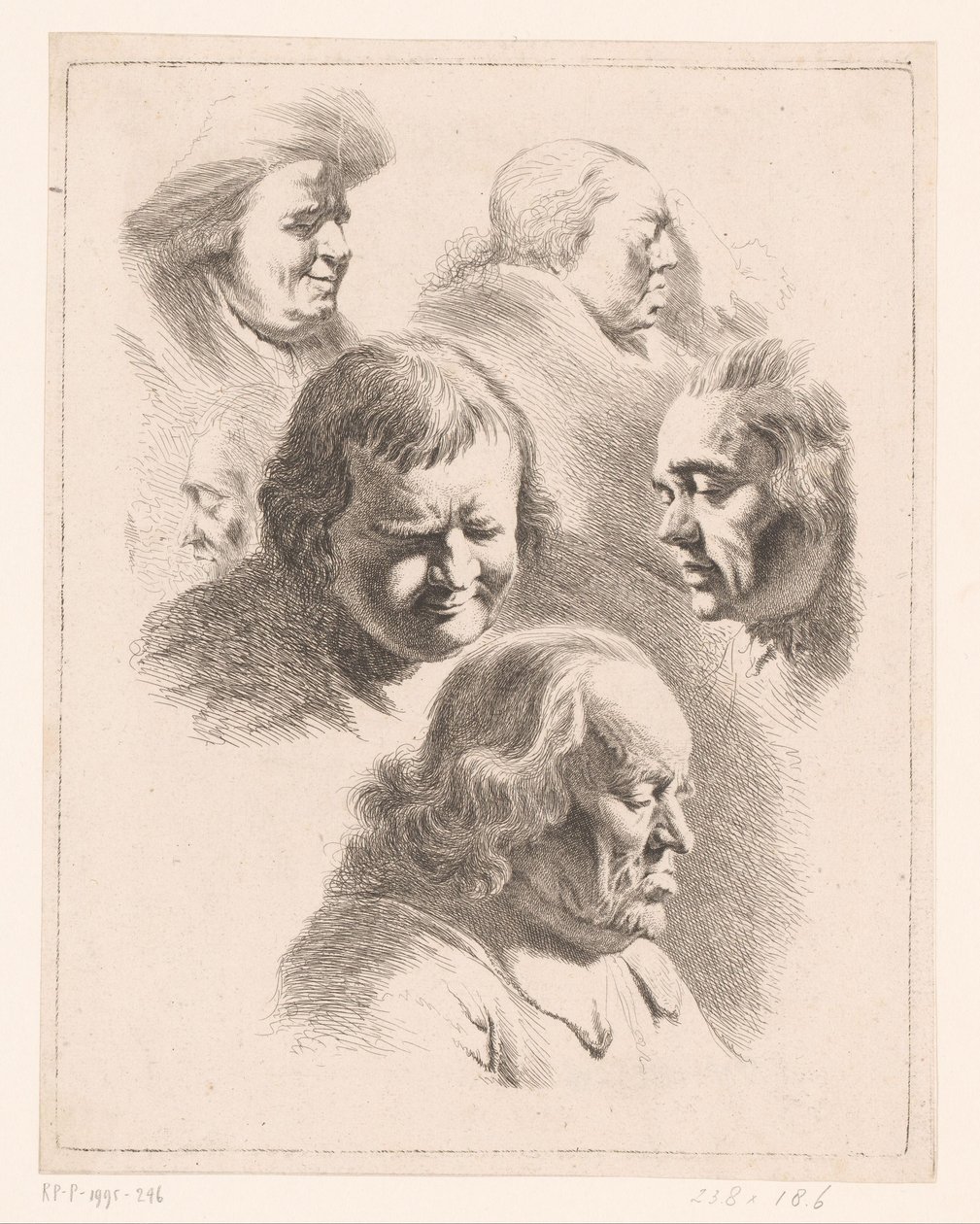 Composition with Six Heads of Men and Women with Closed Eyes by Ignace Joseph de Claussin (attributed to)