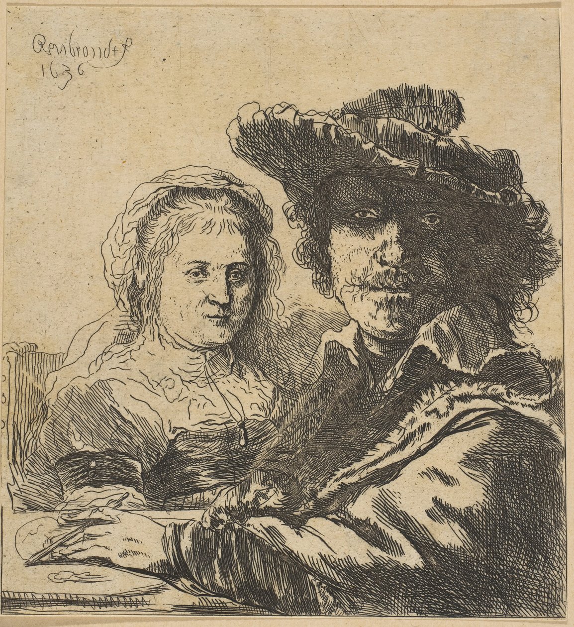 Rembrandt and His Wife Copy by Ignace Joseph de Claussin