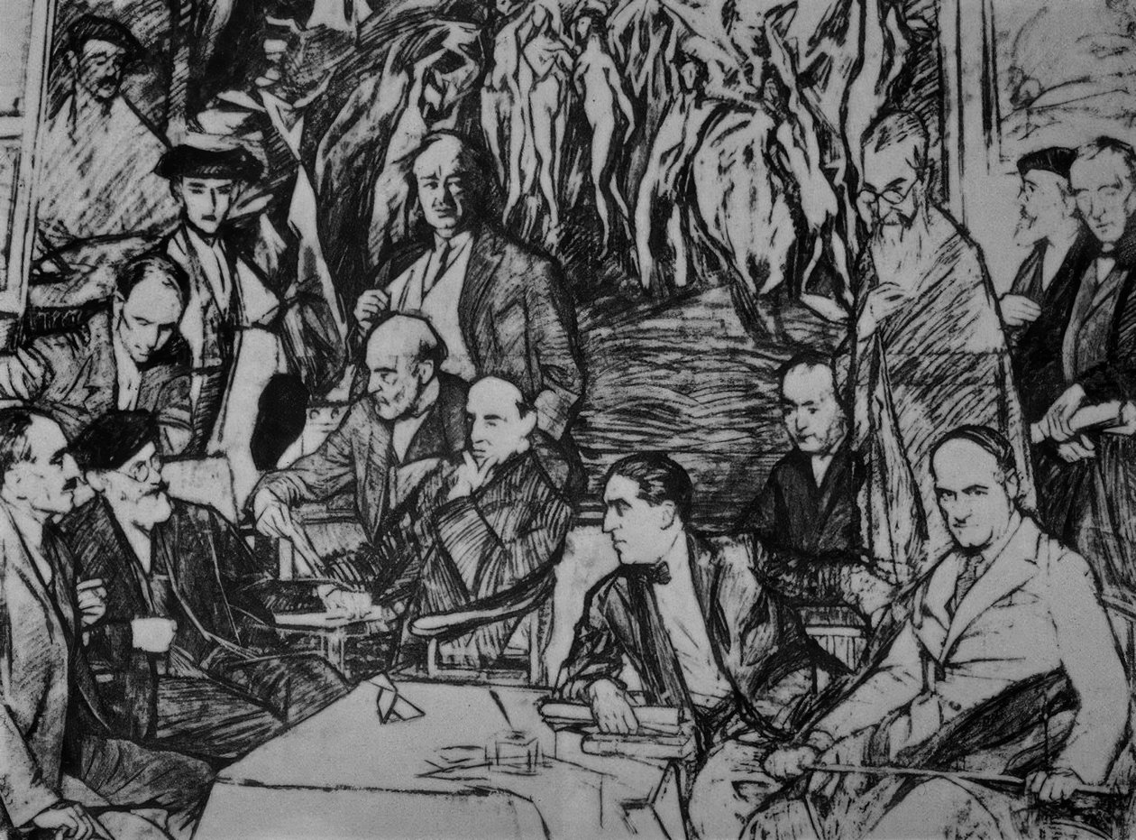 My Friends - 1920/36 - Drawing - Charcoal / Oil / Canvas - 234x292 cm by Ignacio Zuloaga y Zabaleta