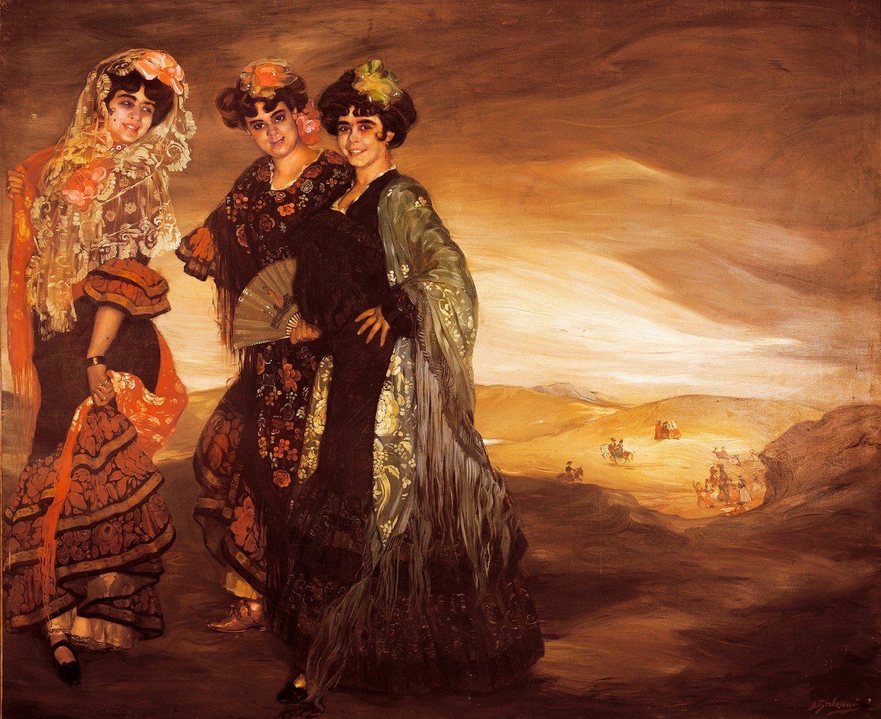 The three cousins (with the traditional Spanish costumes of dancers) c.1903 by Ignacio Zuloaga y Zabaleta