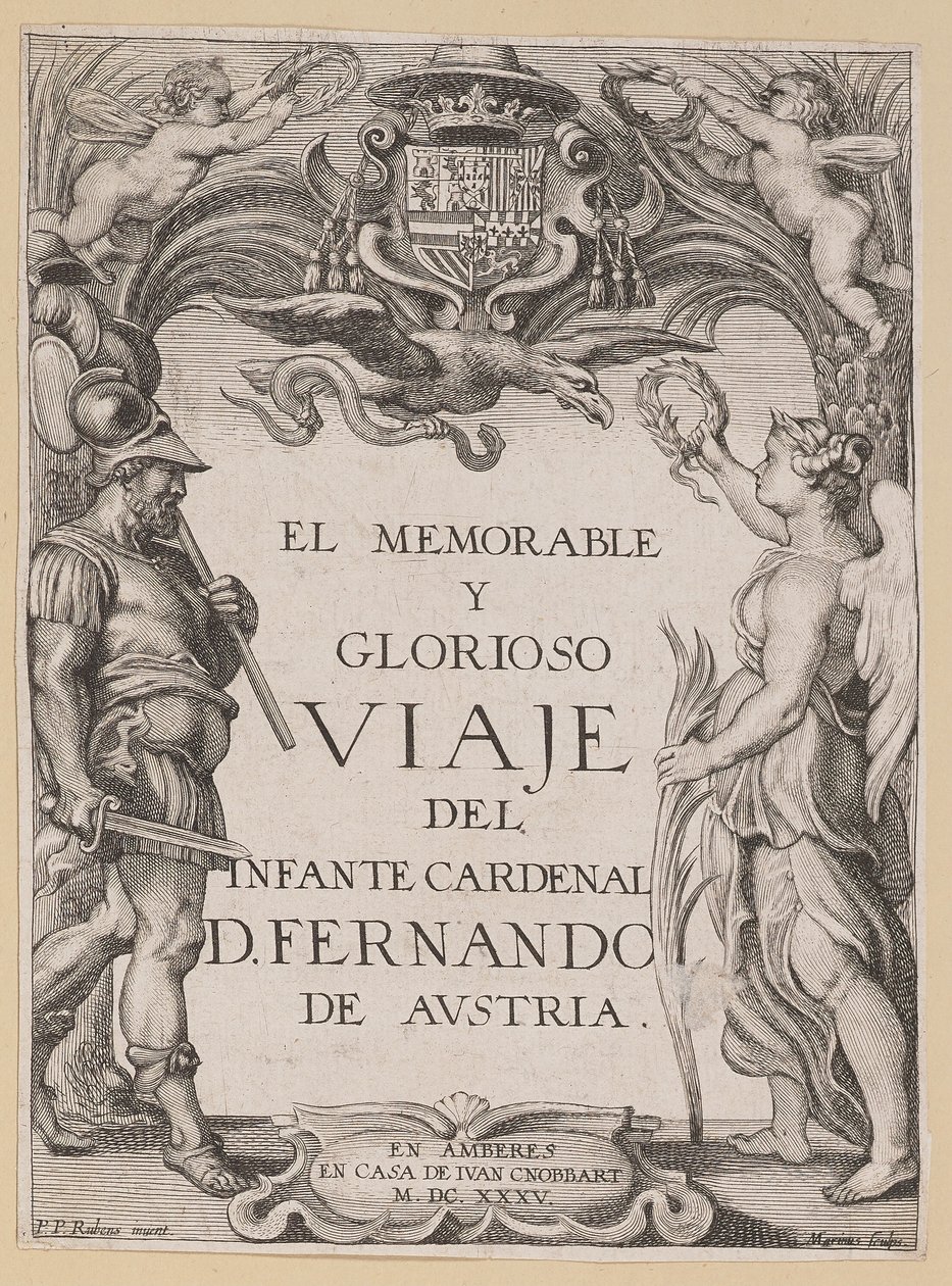 Title Page for D. De Aedo y Gallert, El...Viaje del Infante Cardenal... by Ignatius Cornelis Marinus after Sir Peter Paul Rubens