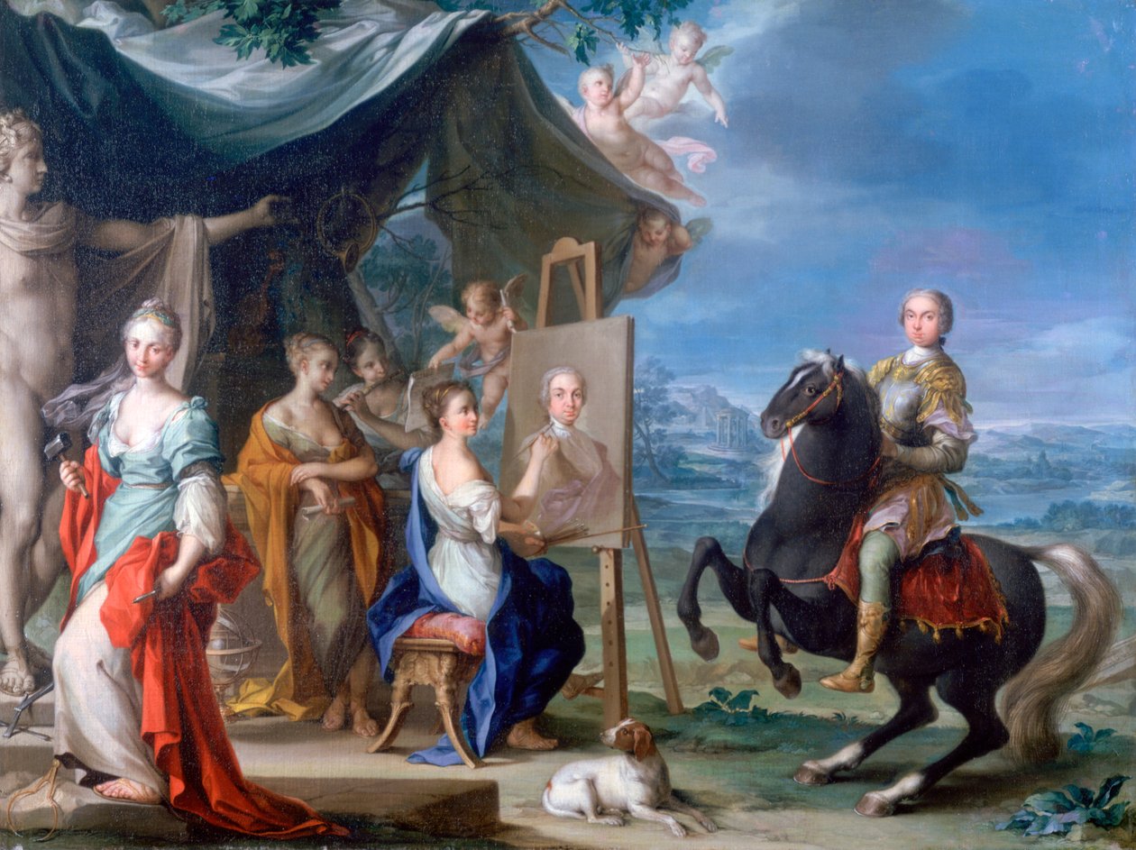 Equestrian Portrait of a Nobleman as Protector of the Arts, c. 1699-1748 by Ignaz Stern