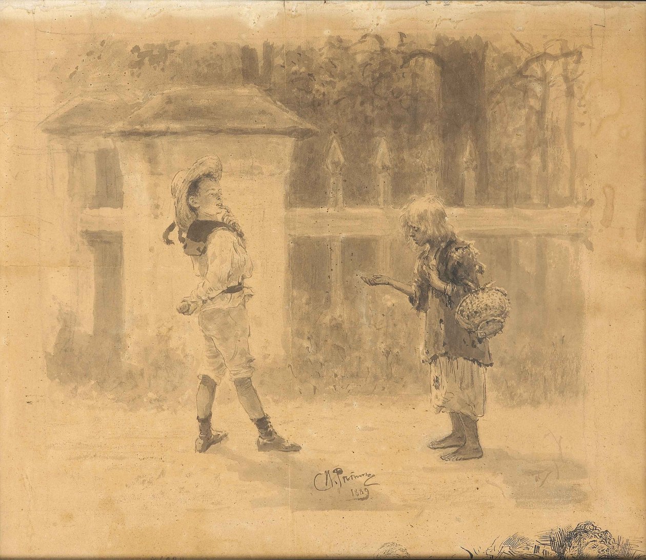 Girl begging, 1889 by Ilya Efimovich Repin