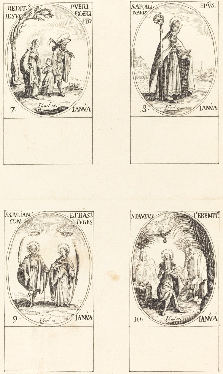 Return from Egypt; St. Apollinaire; St. Julian and Basilissa; St. Paul Hermit by Imitator of Jacques Callot