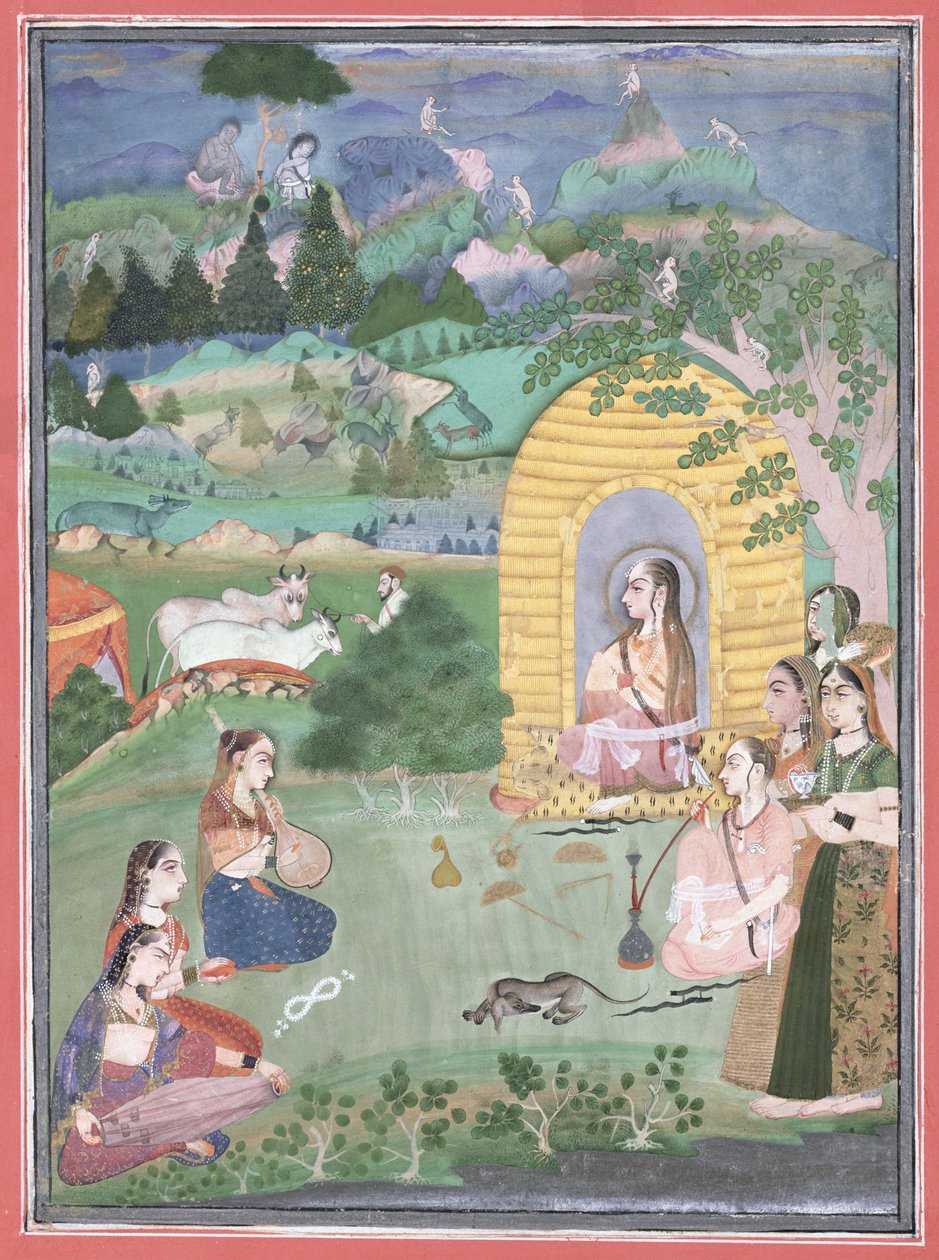 Miniature painting of a yogini in a landscape, Bikaner by Indian School
