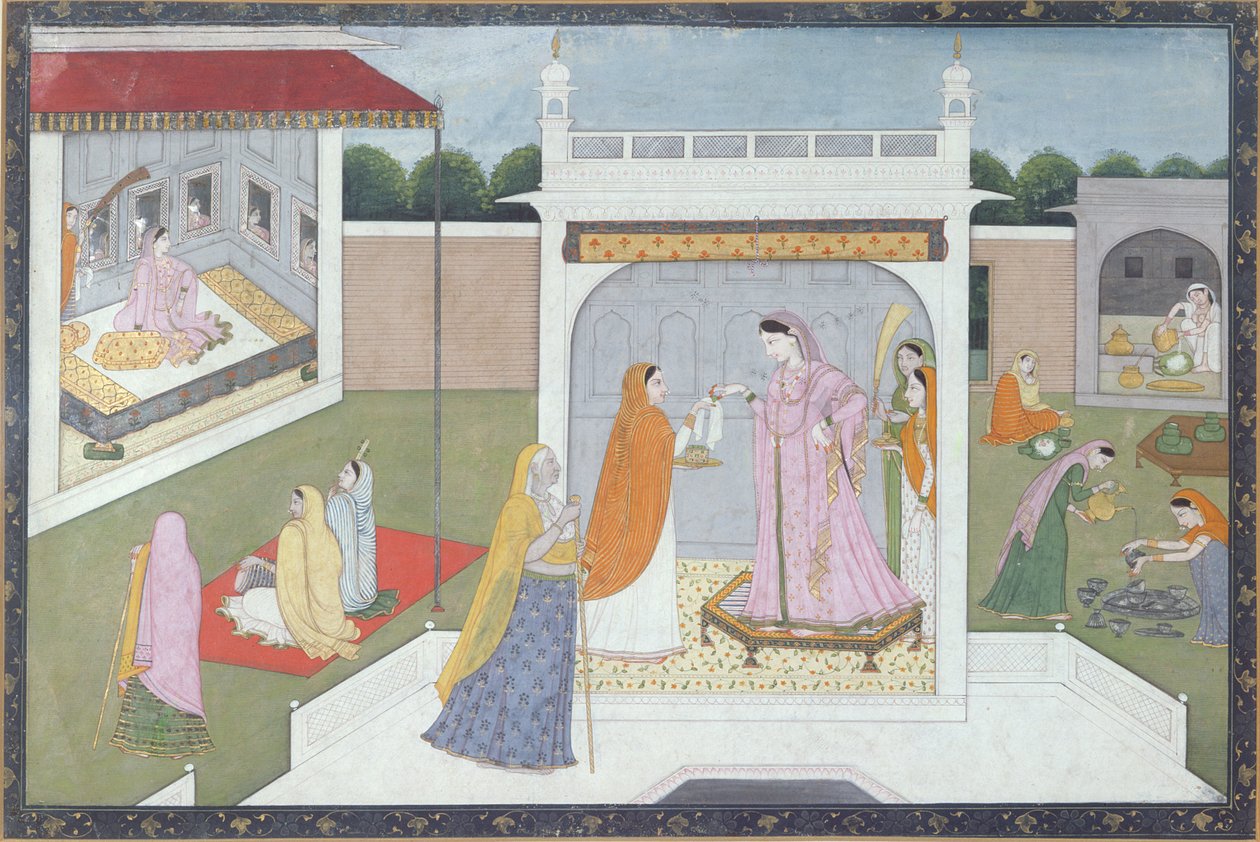 Palace Lady with her maids, Kangra, c.1790 by Indian School