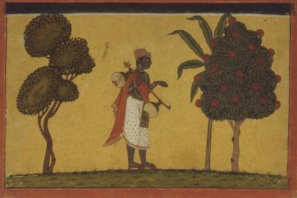 Madhavanala with a vine in the forest from a 