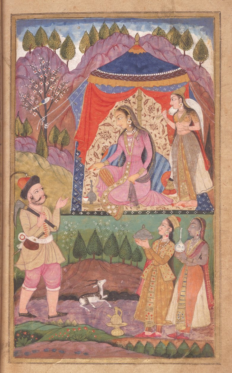 Folio 138 Farhad Recounts His Adventures to Princess Shirin, from the Khusrau and Shirin, Deccani School, 1722 by Indian School