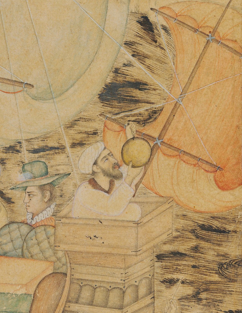 A Caravel Attacked by a Sea Monster, Mughal India, c.1590 by Indian School