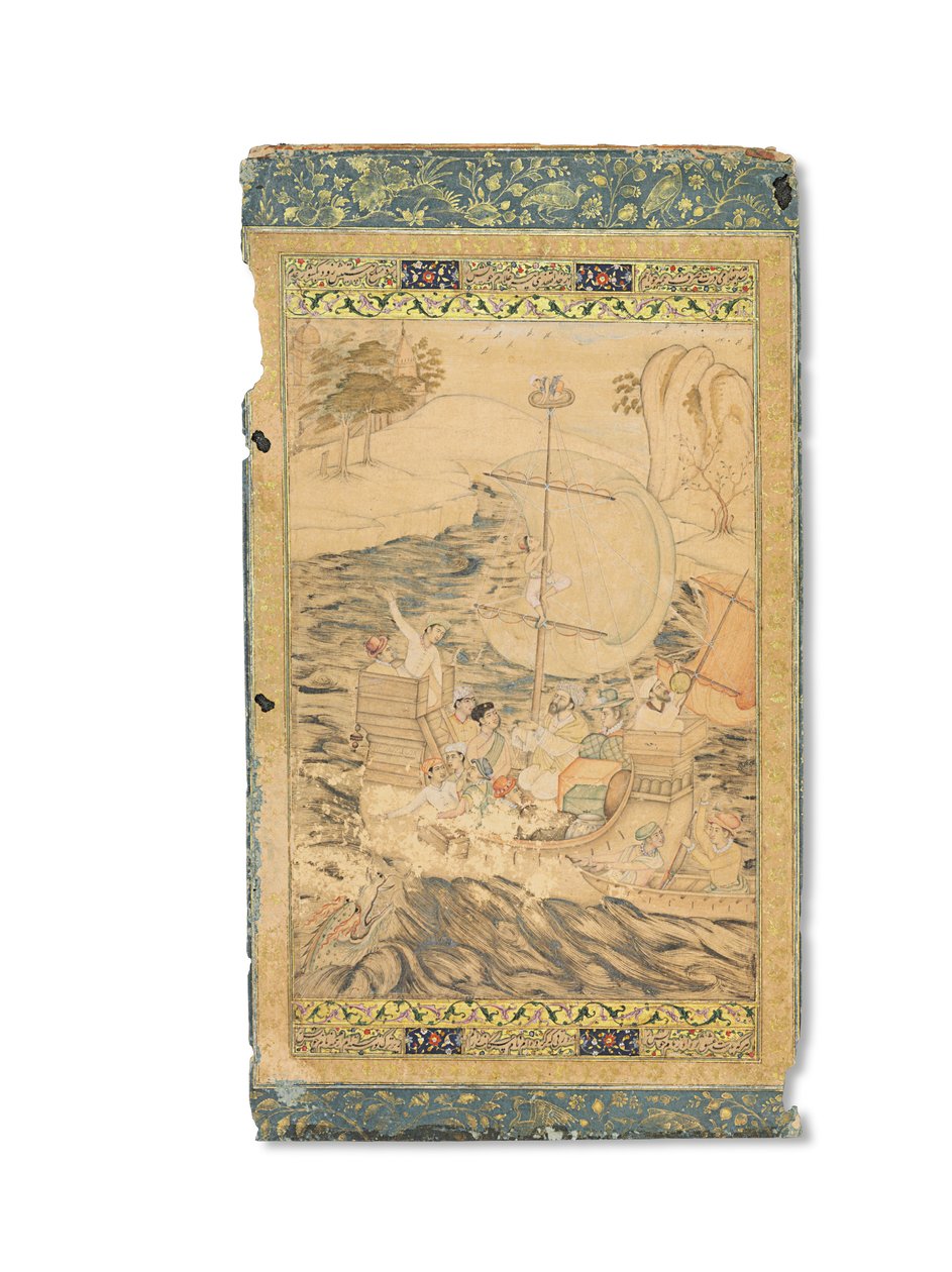 A Caravel Attacked by a Sea Monster, Mughal India, c.1590 by Indian School