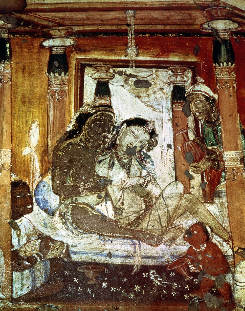 A Princely Couple in a Palace, from the interior of Cave 17 by Indian School