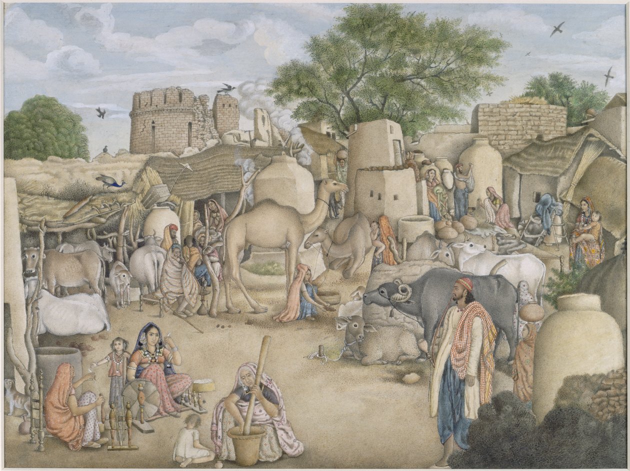 A Street Scene in the Village of Raniya, c.1816-20 by Indian School