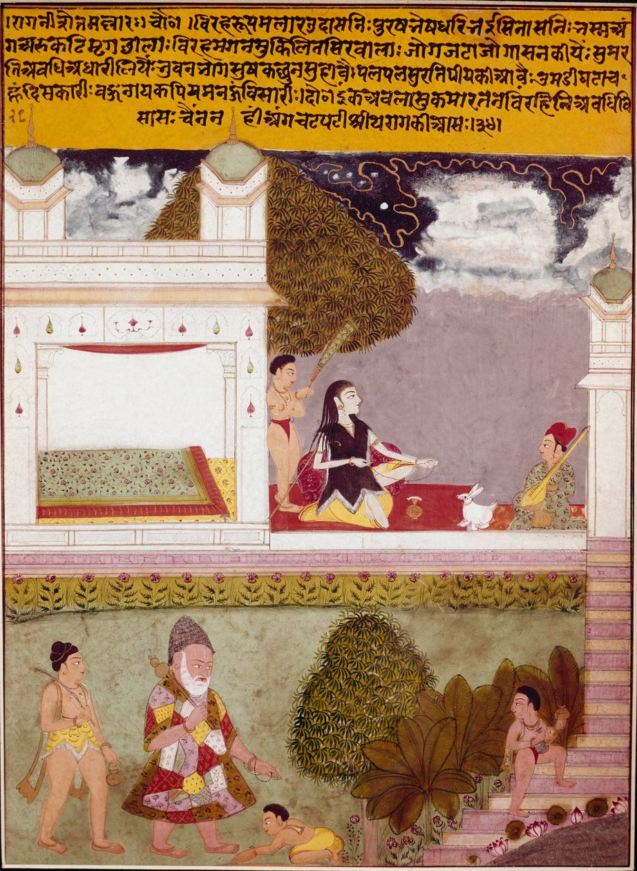 An Ascetic Listens to Music on the Terrace of a Palace (1760) by Indian School