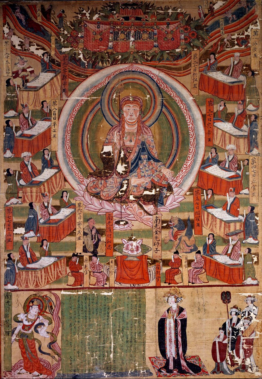The Bodhisattva Ti-tsang, Master of the Six Conditions and Ten Kings of Hell (Ksitigarbha) by Indian School