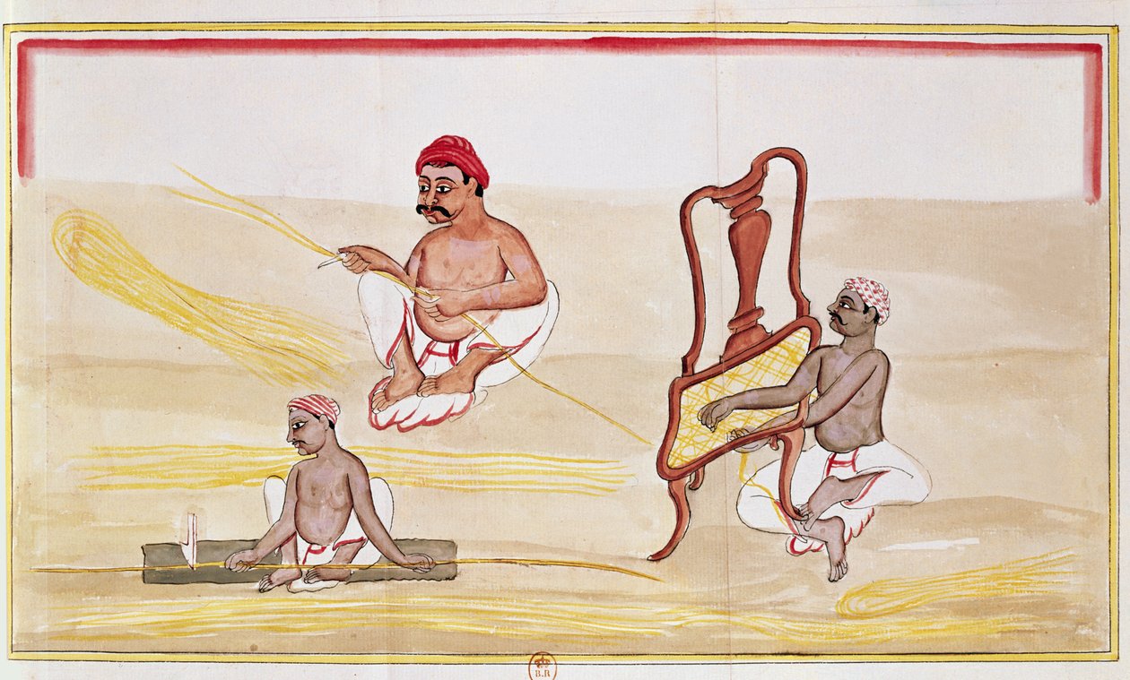 Caning Chairs for Export to Great Britain by Indian School