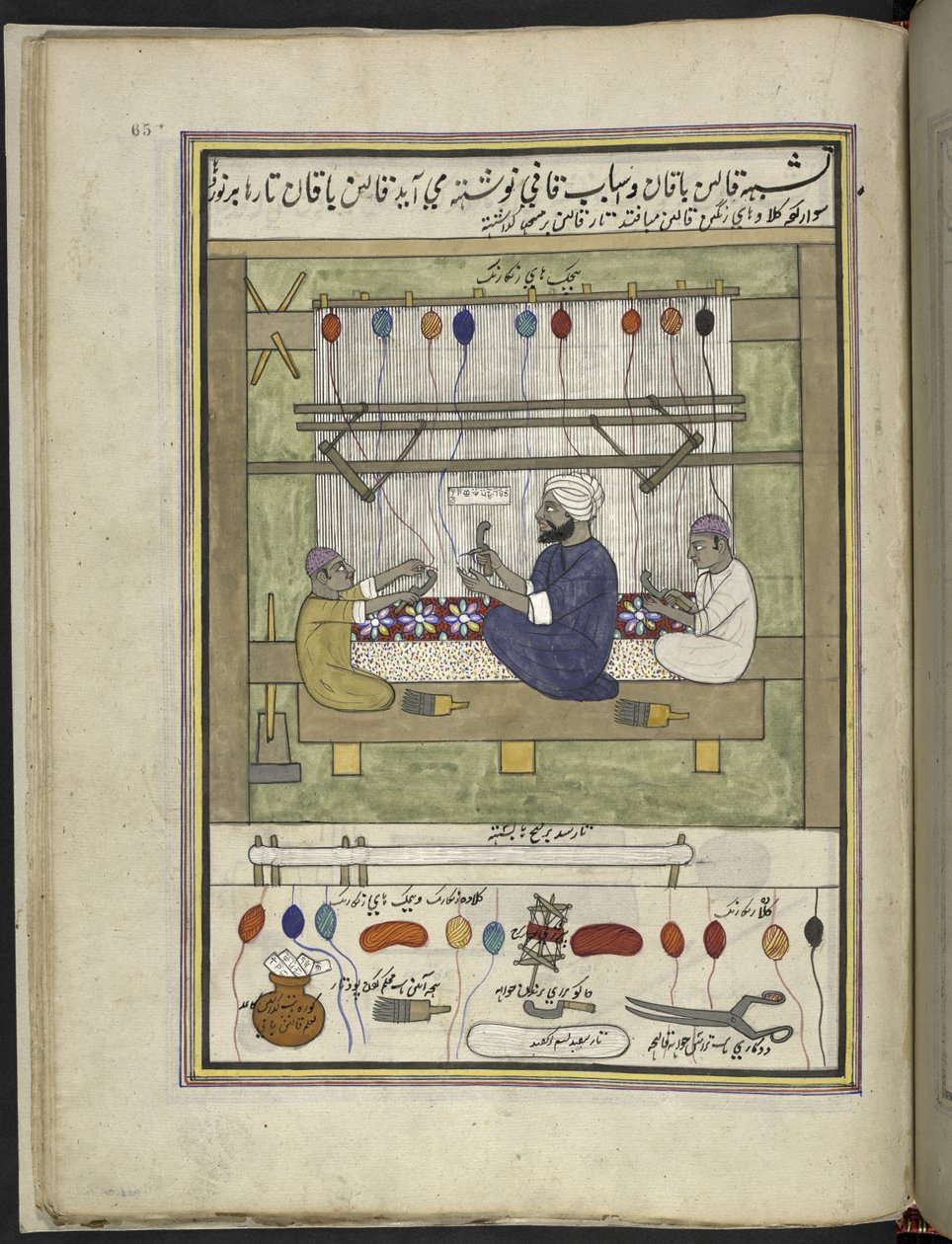 Carpet-Makers, 86 Drawings Bound into a Volume Depicting Trades and Occupations in Kashmir by Indian School