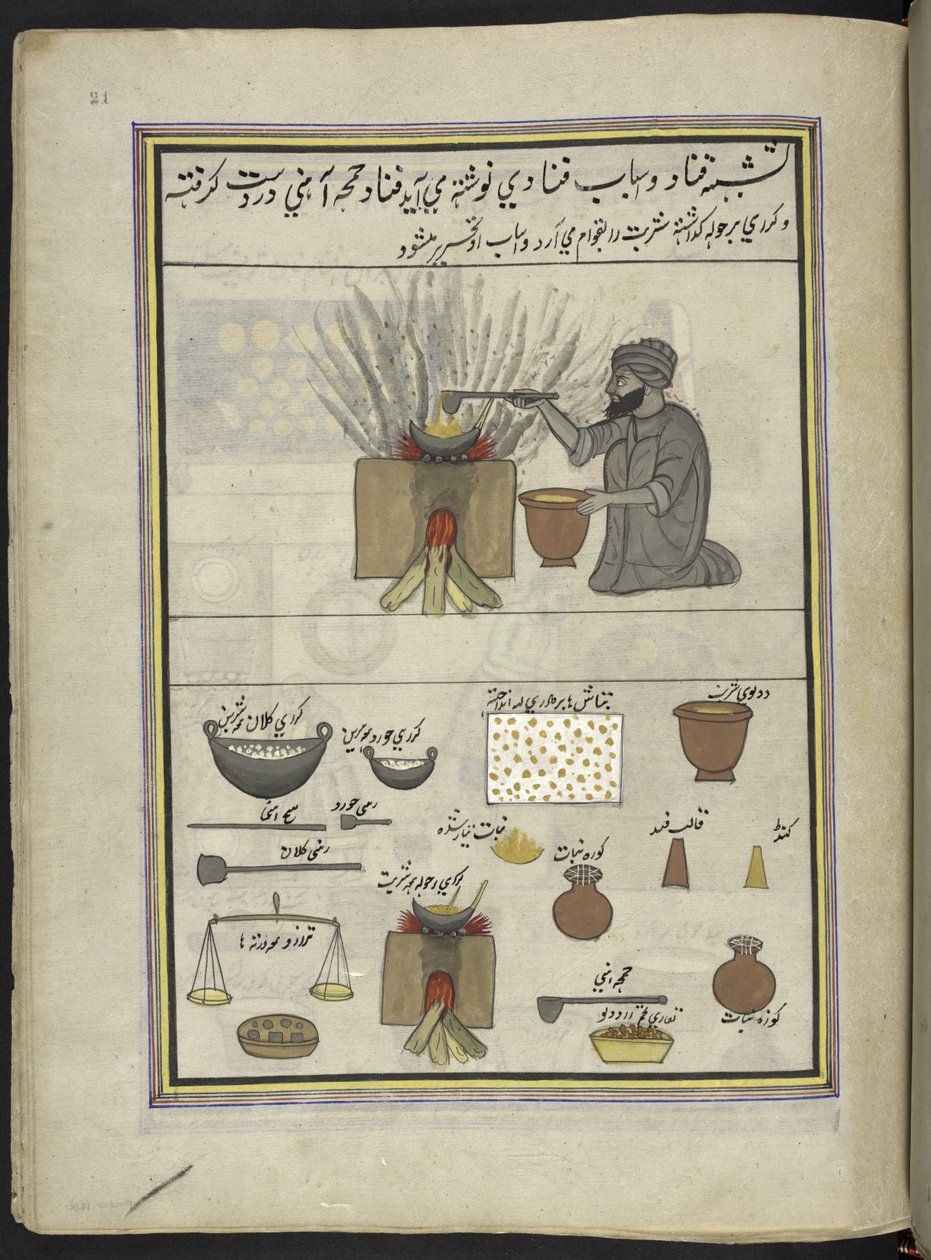 Confectioner Making Sugar-Candy, 86 Drawings Bound into a Volume Depicting Trades and Occupations in Kashmir by Indian School