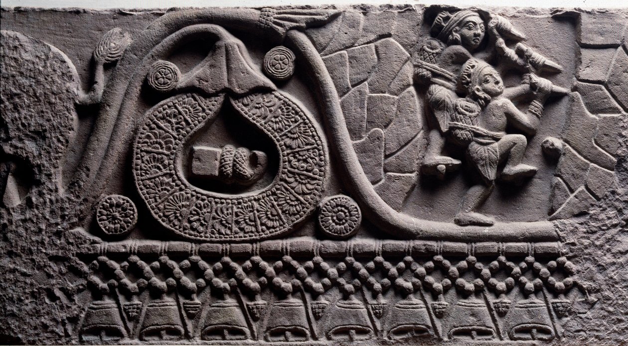 Construction of a Cave (relief on the Baruth Stupa) by Indian School
