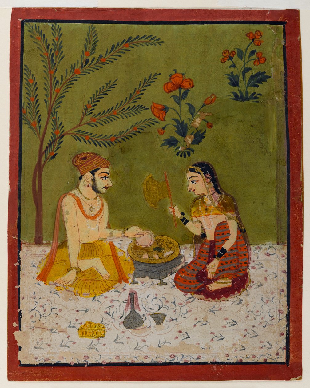 Couple seated under a tree, c.1700 by Indian School