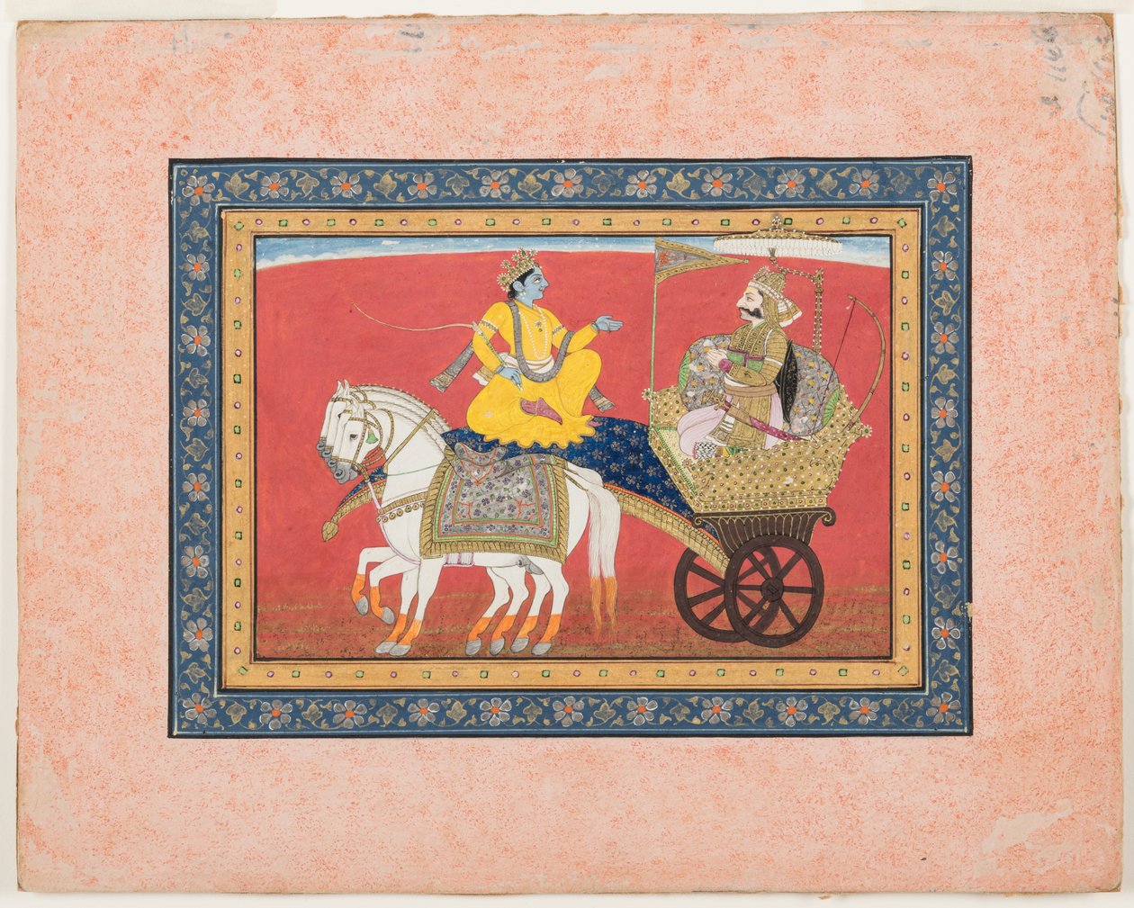 Dialogue between Krishna and Arjuna on the battlefield of Kurukshetra by Indian School