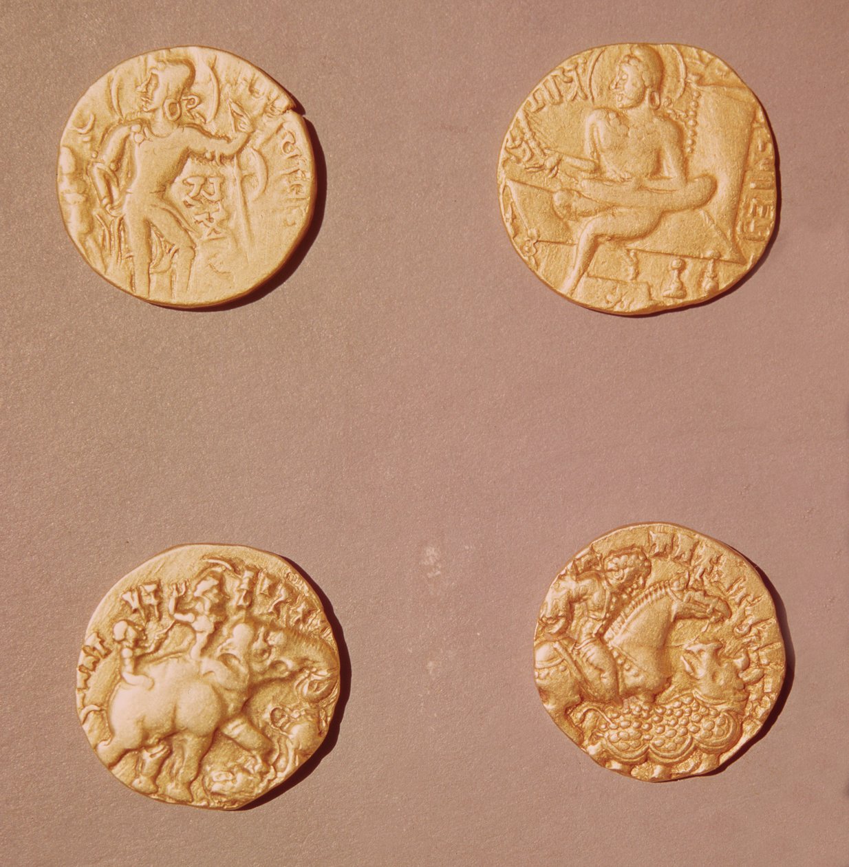 Dinars of Samudragupta (335-375) and Kumargupta I (415-454) by Indian School
