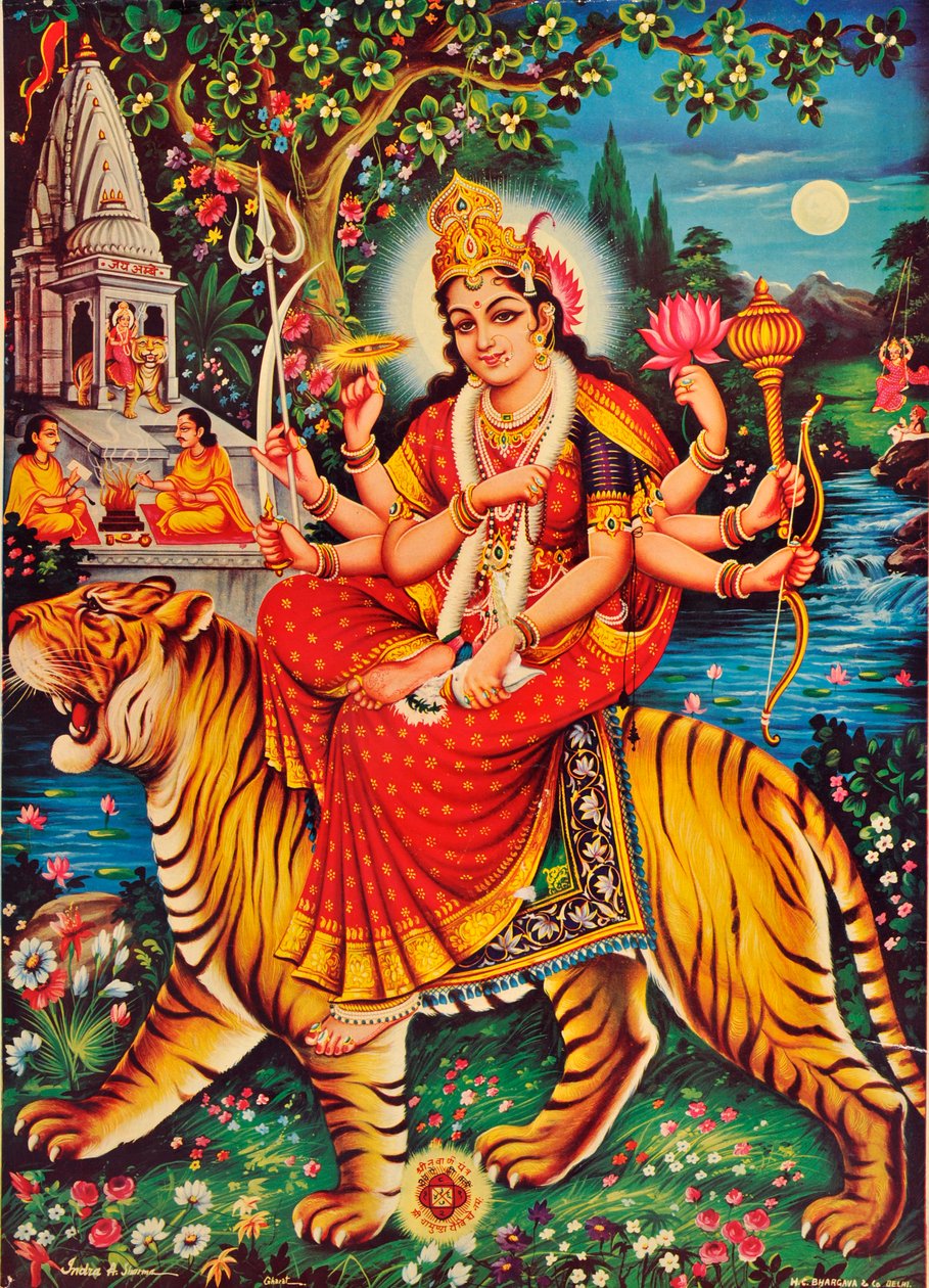 Durga by Indian School: Premium art reproduction
