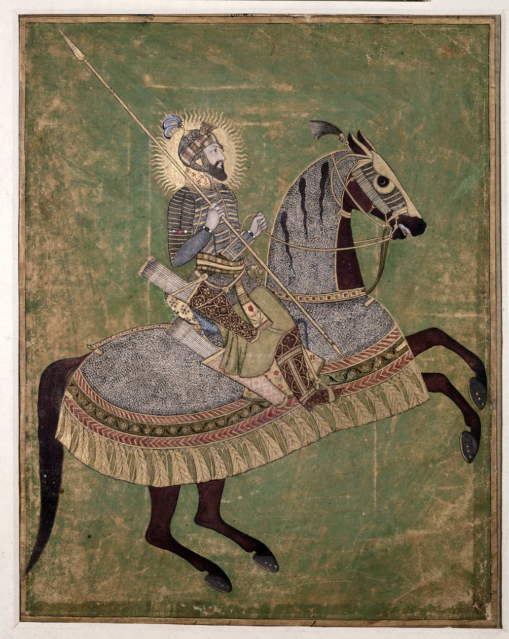 Equestrian Portrait of Aurengzeb, c. 1680 by Indian School